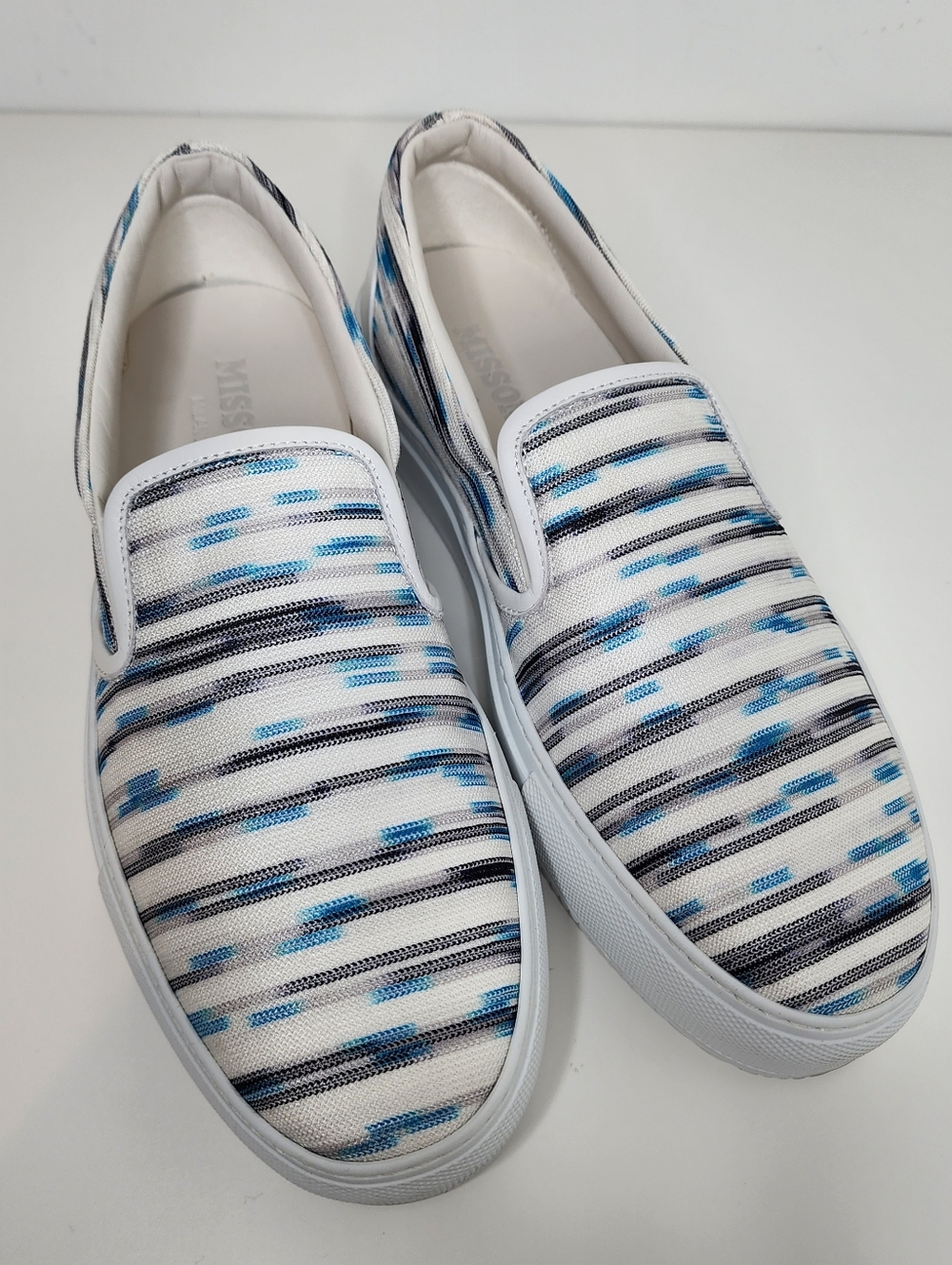 Missoni Men’s Canvas Slip-On Sneakers with Stripe Pattern Size EU40/US8